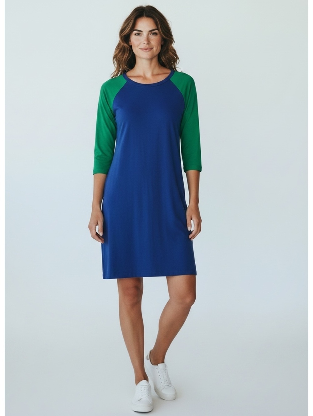 Sonnet James Royal Blue & Green Colorblock Raglan Play Dress - Size S